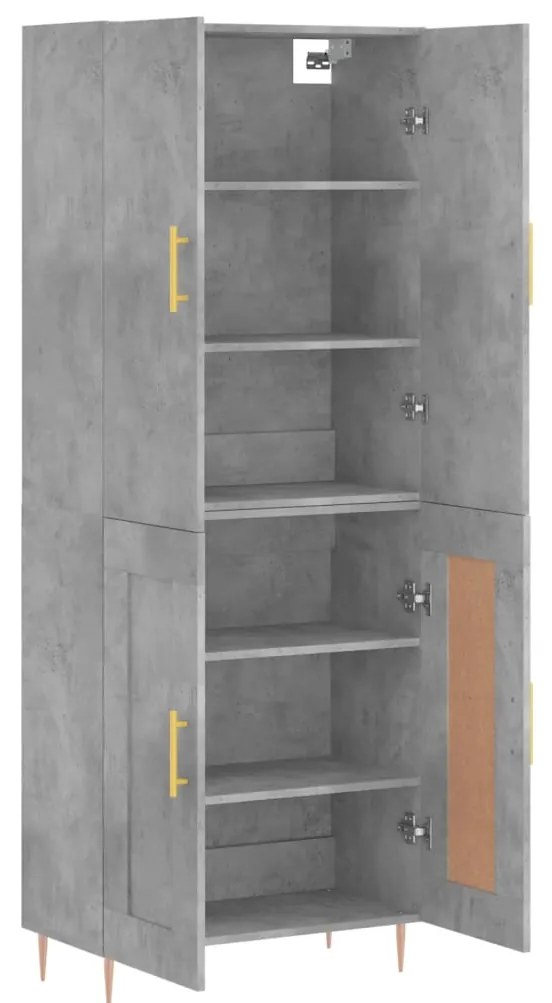 vidaXL Ντουλάπι Γκρι Σκυροδέματος 69,5x34x180 εκ. Επεξεργασμένο Ξύλο