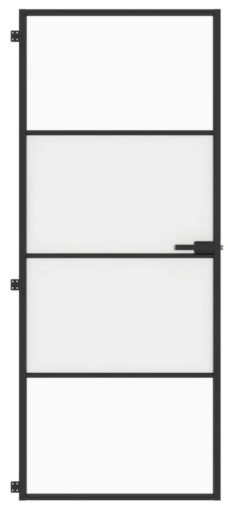 vidaXL Εσωτερική Πόρτα Μαύρη 83 x 201,5 εκ. Ψημένο Γυαλί & Αλουμίνιο