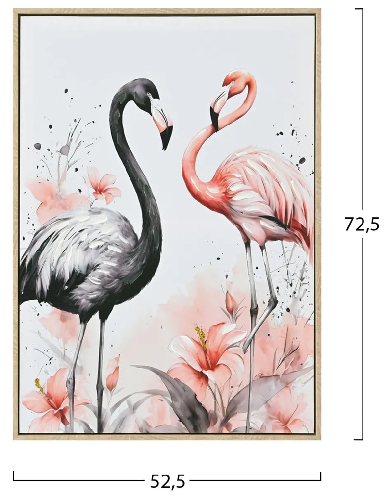 Πίνακας Τοίχου Flamingos με Κορνίζα Μπεζ-Καμβάς Εκτύπωση 52,5x2,8x72,5Yεκ.