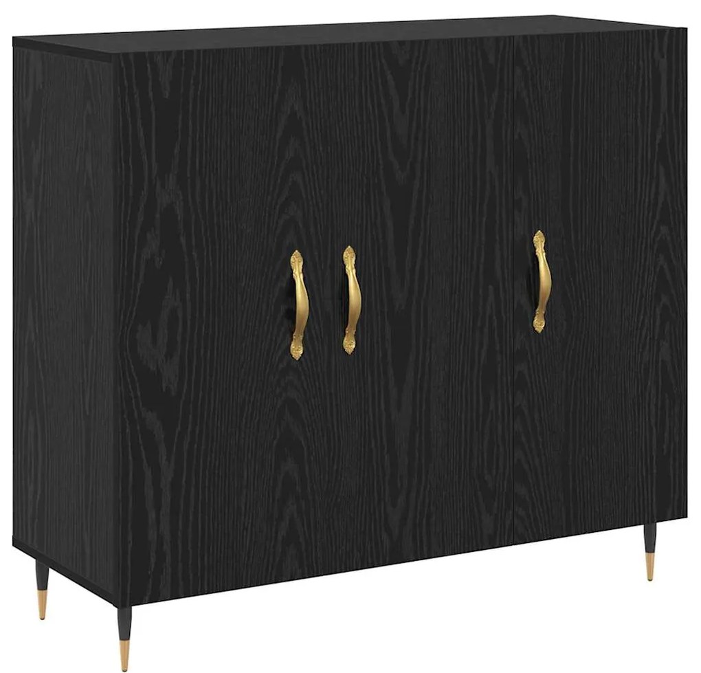 vidaXL Πλαϊνό γραφείο Μαύρη Οξυά 90 x 34 x 80 εκ. Επεξεργασμένο ξύλο