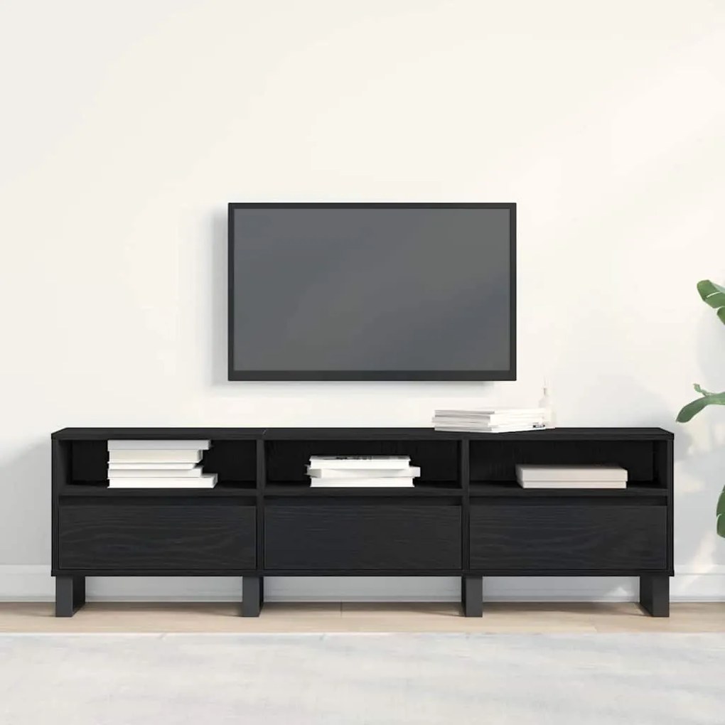 vidaXL Ντουλάπι TV Μαύρη δρυς 150 x 30 x 44.5 εκ. Επεξεργασμένο ξύλο