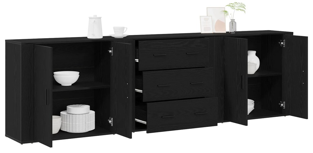 vidaXL Μπουφές Μαύρη δρυς 240 x 33 x 70 εκ. Επεξεργασμένο ξύλο