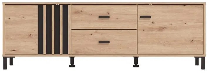 Έπιπλο Τηλεόρασης Laval 157 3K2F2V Artisan Oak - Μαύρο 157x40x52 εκ. 157x40x52 εκ.