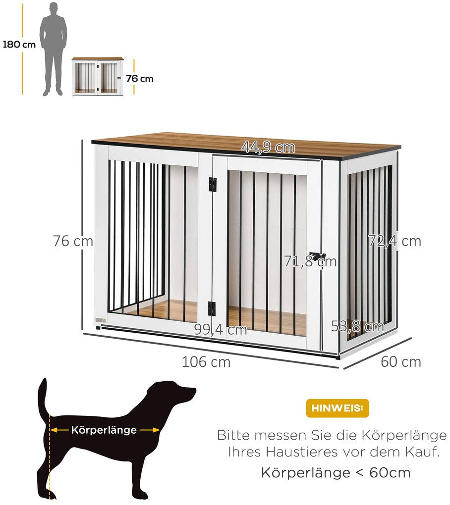 PawHut Κλουβί Σκύλου, Κλουβί Σκύλου, 1 πόρτα, για μικρούς και μεσαίους σκύλους
