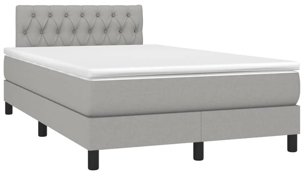 vidaXL Κρεβάτι Boxspring με Στρώμα Ανοιχτό Γκρι 120x190 εκ. Υφασμάτινο