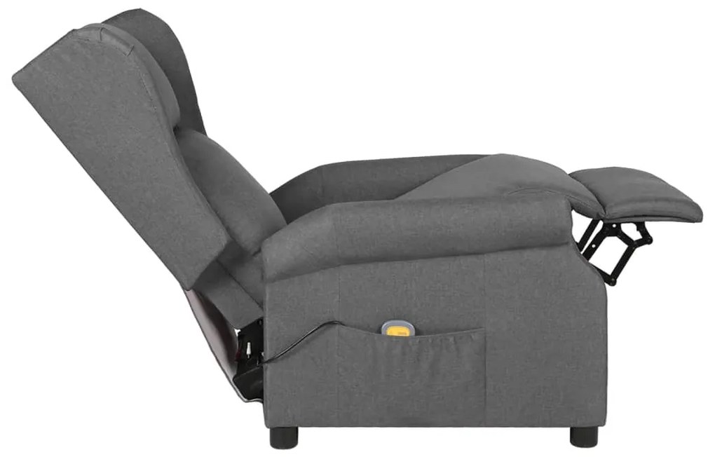 vidaXL Πολυθρόνα Μασάζ Ανοιχτό Γκρι Υφασμάτινη