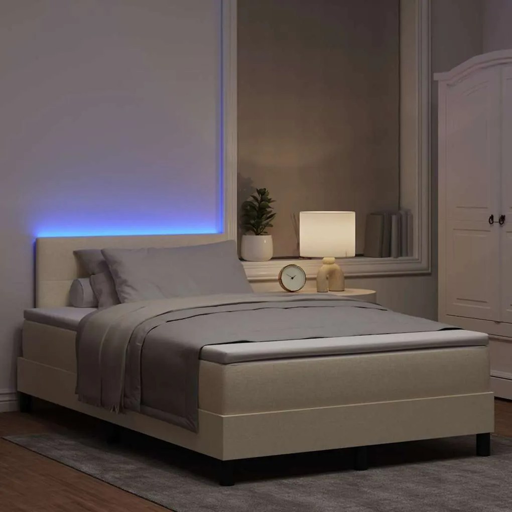 vidaXL Κρεβάτι με ελατήρια με στρώμα Κρεμ 120 x 190 cm ύφασμα