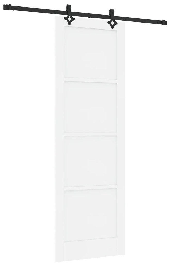 vidaXL Συρόμενη Πόρτα με Σετ Υλικών Λευκή 78x232 εκ. Συμπαγές Ξύλο Πεύκος