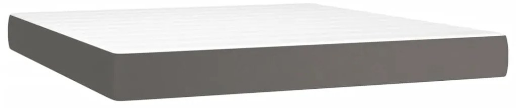 vidaXL Κρεβάτι Boxspring με Στρώμα Γκρι 160x200εκ. από Συνθετικό Δέρμα