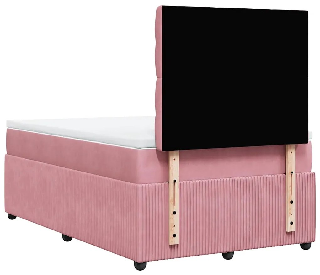 vidaXL Κρεβάτι Boxspring με Στρώμα Ροζ 120x200 εκ. Βελούδινο