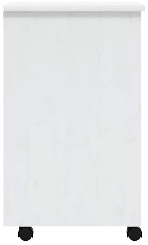 vidaXL Ντουλάπι Κυλιόμενο με Συρτάρια MOSS Λευκό από Μασίφ Ξύλο Πεύκου