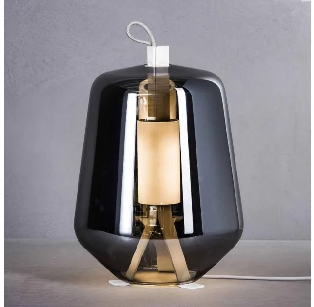 Επιτραπέζιο Φωτιστικό LED 8W Dimmer Φυσητό Γυαλί Μέταλλο Λευκό Luisa T1 Prandina-1C50000113007-Ασημί 1C50000113007
