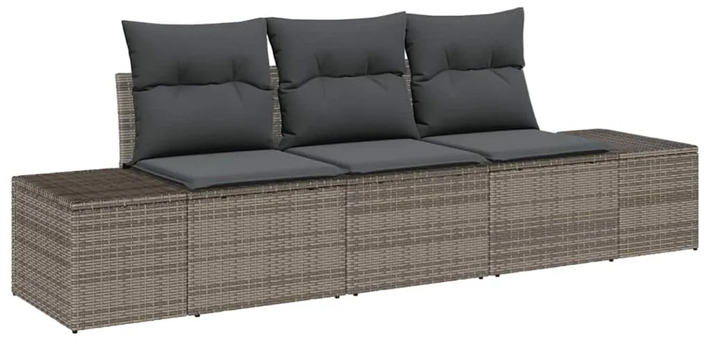 vidaXL Σετ Καναπέ με μαξιλάρι 3 pcs Γκρι συνθετικό ρατάν