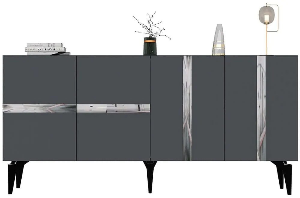 Μπουφές Vania 475OLV2772 150x40x79cm Anthracite-Silver Particle Board, Melamine