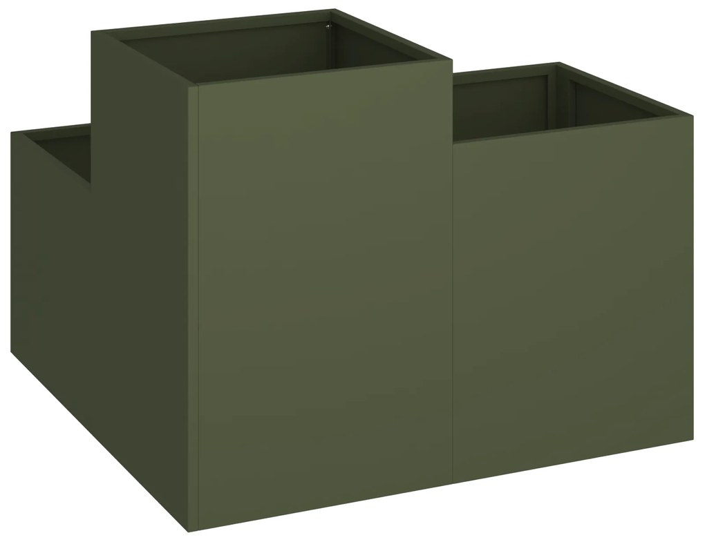 vidaXL Κηπουρική Γλάστρα 80x80x60 εκ. Πράσινος Ελαιόδεντρο Ατσάλι