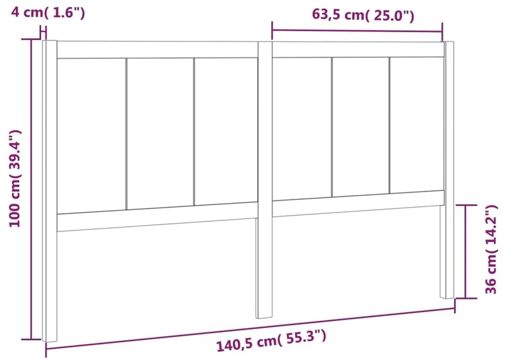 vidaXL Κεφαλάρι Κρεβατιού 140,5 x 4 x 100 εκ. από Μασίφ Ξύλο Πεύκου