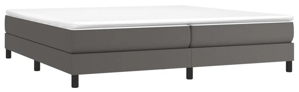 vidaXL Κρεβάτι Boxspring με Στρώμα Γκρι 200x200 εκ. Συνθετικό Δέρμα