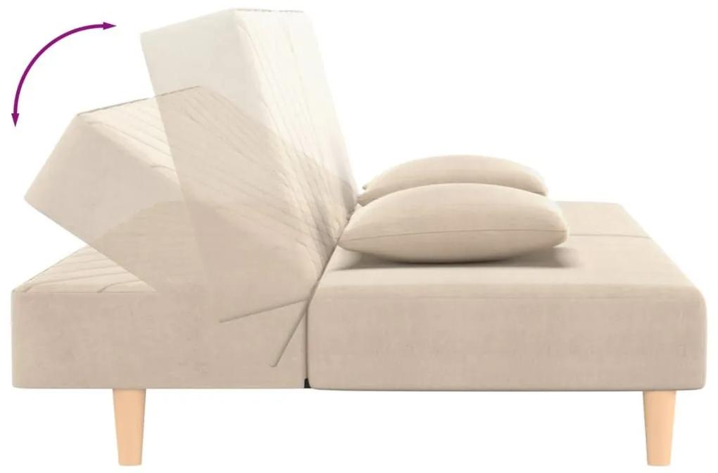 Καναπές Κρεβάτι Διθέσιος Κρεμ Υφασμάτινος με Δύο Μαξιλάρια - Κρεμ