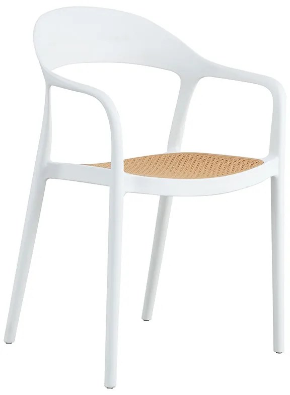 Πολυθρόνα Ember στοιβαζόμενη pakoworld με UV protection PP μπεζ- λευκό 52.5x56.5x81εκ.