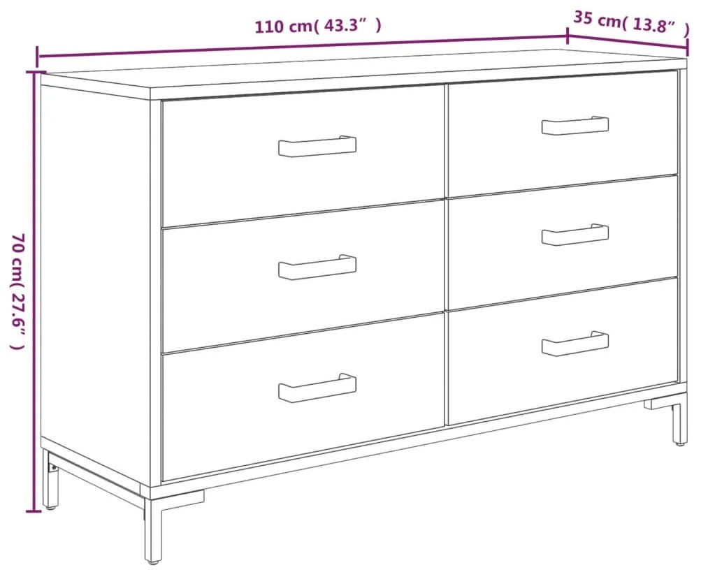 vidaXL Ντουλάπι Καφέ 110 x 35 x 70 εκ. από Μασίφ Ξύλο Πεύκου