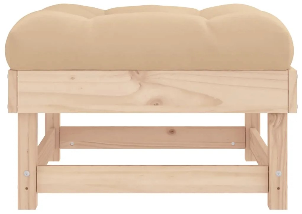 vidaXL Υποπόδιο Κήπου από Μασίφ Ξύλο Πεύκου με Μαξιλάρι