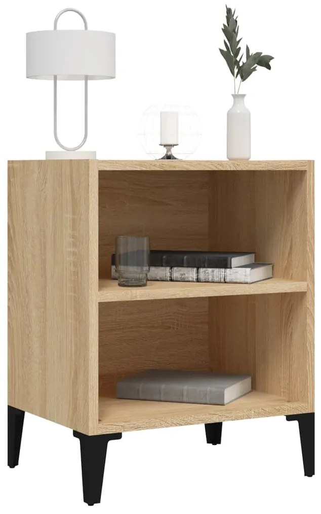 vidaXL Κομοδίνο Sonoma Δρυς 40 x 30 x 50 εκ. με Μεταλλικά Πόδια