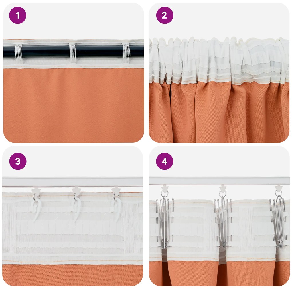 vidaXL Κουρτίνες με κουρτίνες 2 pcs Τερακότα 245 x 140 εκ. Πολυεστέρας