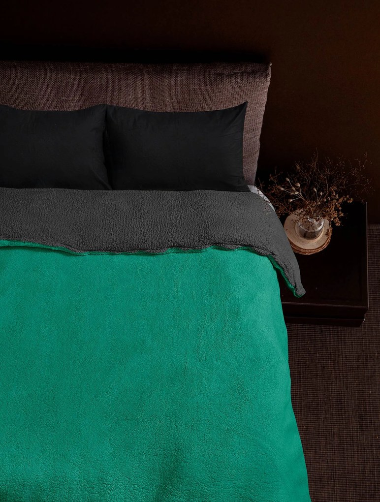 Κουβέρτα SPOSH GREEN ANTHRACITE Πράσινο Κουβέρτα King: 240 x 260 εκ. MADI