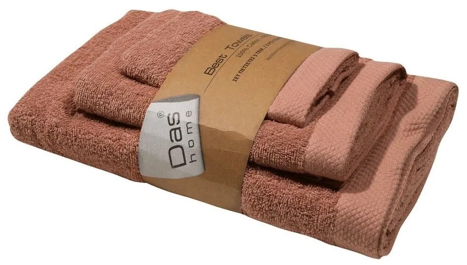 Πετσέτες Best 0654 (Σετ 3τμχ) Terracotta Das Home Σετ Πετσέτες 70x140cm 100% Cotton
