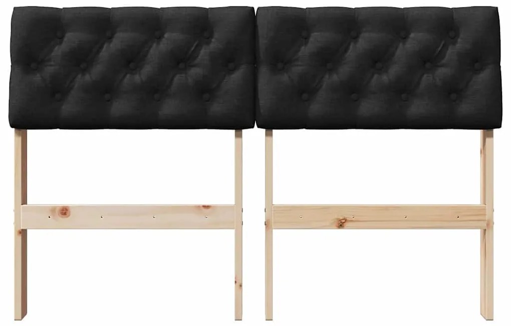 vidaXL Ταπετσαρισμένο κεφαλάρι Μαύρο 120 cm Στερεά ξυλεία πεύκου