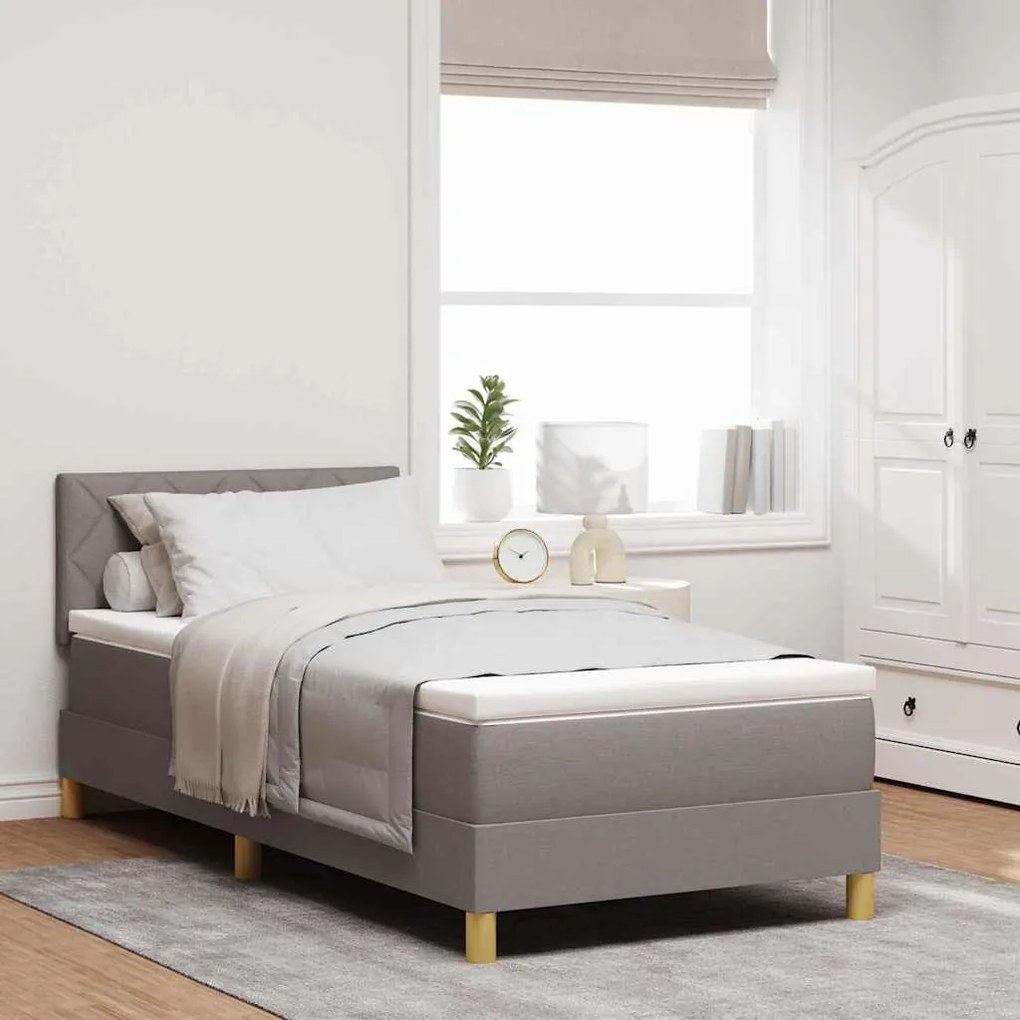 vidaXL Κρεβάτι με ελατήρια με στρώμα Taupe 90 x 200 cm ύφασμα