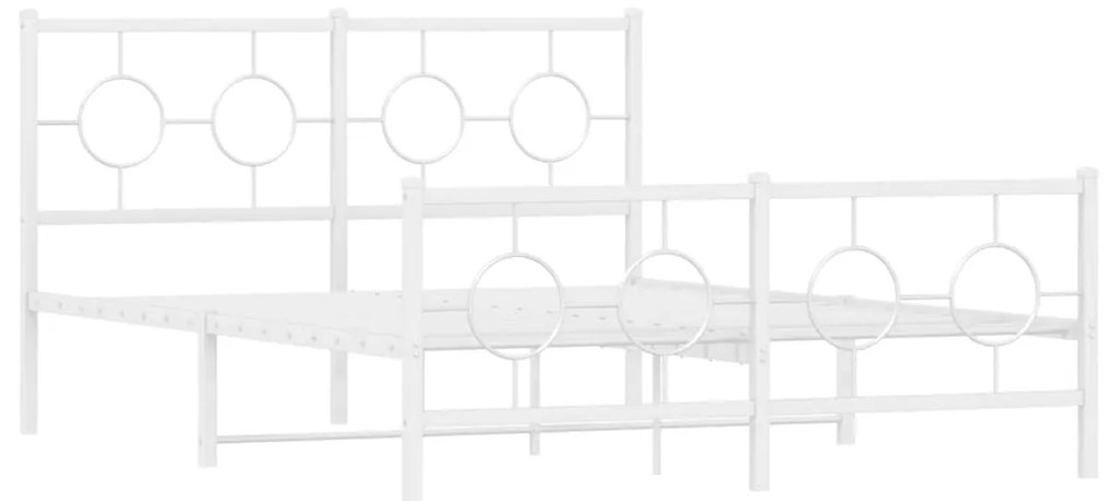 vidaXL Πλαίσιο Κρεβατιού με Κεφαλάρι&Ποδαρικό Λευκό 135x190εκ. Μέταλλο