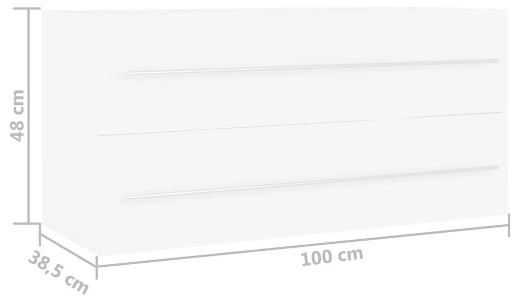 Ντουλάπι Νιπτήρα Λευκό 100 x 38,5 x 48 εκ. από Επεξ. Ξύλο - Λευκό