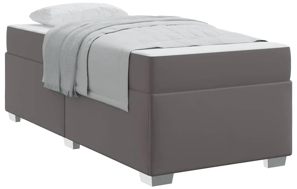 vidaXL Σκελετός Κρεβατιού Γκρι 90 x 190 cm Τεχνητό δέρμα