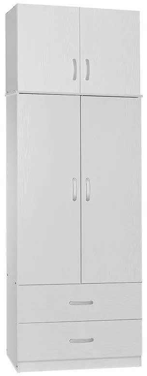 Ντουλάπα δίφυλλη και πατάρι Zelia λευκό 79x42x240εκ. 79x42x240 εκ.