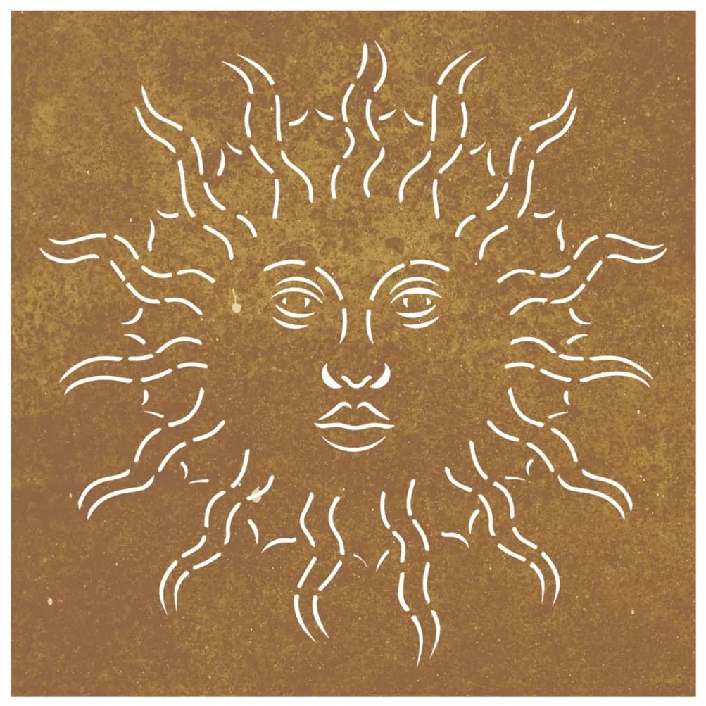 vidaXL Διακοσμητικό Κήπου Επιτοίχιο Σχ. Ήλιος 55x55 εκ. Ατσάλι Corten