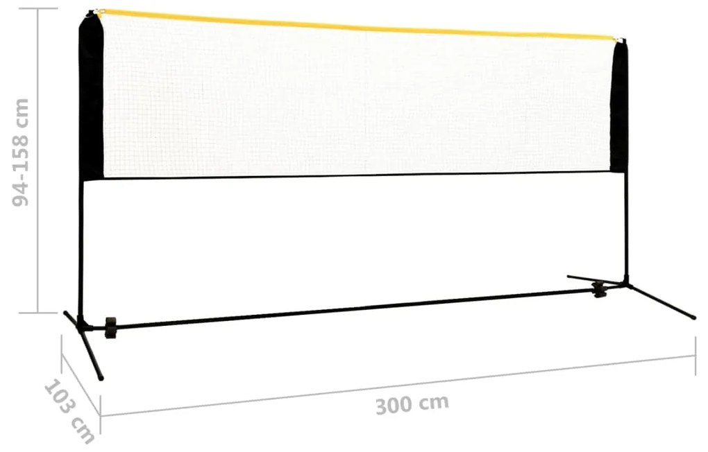 Φιλέ Μπάντμιντον Ρυθμιζόμενο 300 x 103 x 94-158 εκ. Μεταλλικό