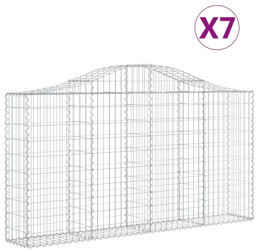 vidaXL Συρματοκιβώτια Τοξωτά 7 τεμ. 200x30x100/120 εκ. Γαλβαν. Ατσάλι