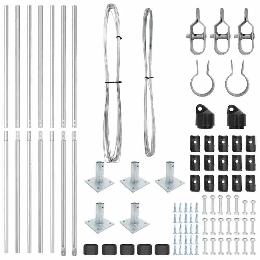 vidaXL Πό posts φράχτη 7 pcs Ασημί Ø32mm 150 εκ Γαλβανισμένος χάλυβας