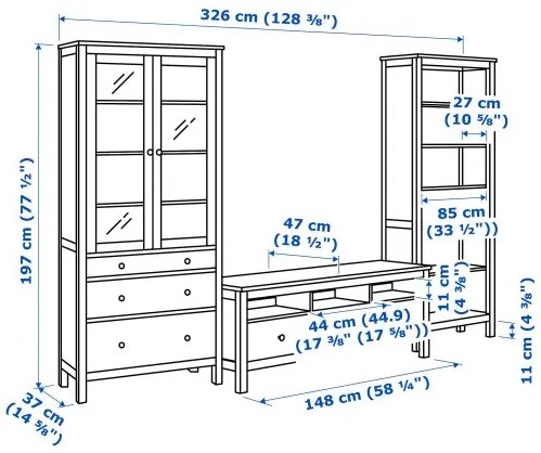 HEMNES σύνθεση αποθήκευσης TV 192.995.71