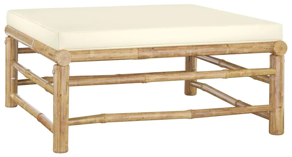 vidaXL Σαλόνι Κήπου Σετ 12 τεμ. από Μπαμπού με Λευκά Κρεμ Μαξιλάρια