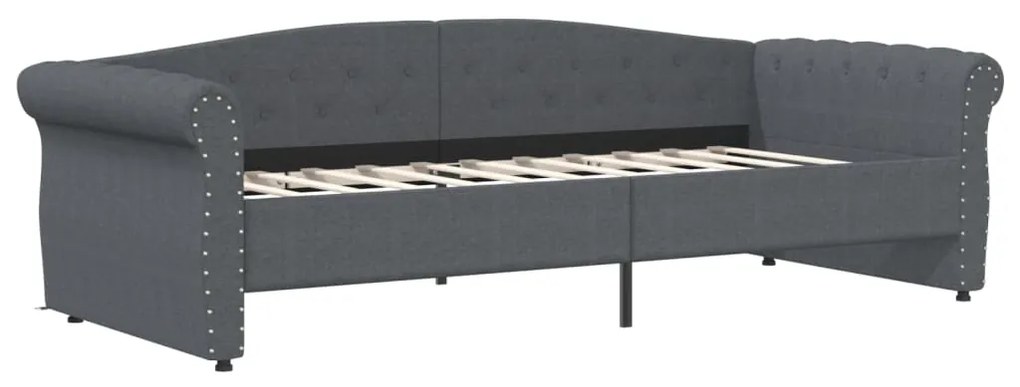 vidaXL Καναπές Κρεβάτι με Στρώμα & USB Σκούρο Γκρι 90 x 200 εκ. Υφασμ.