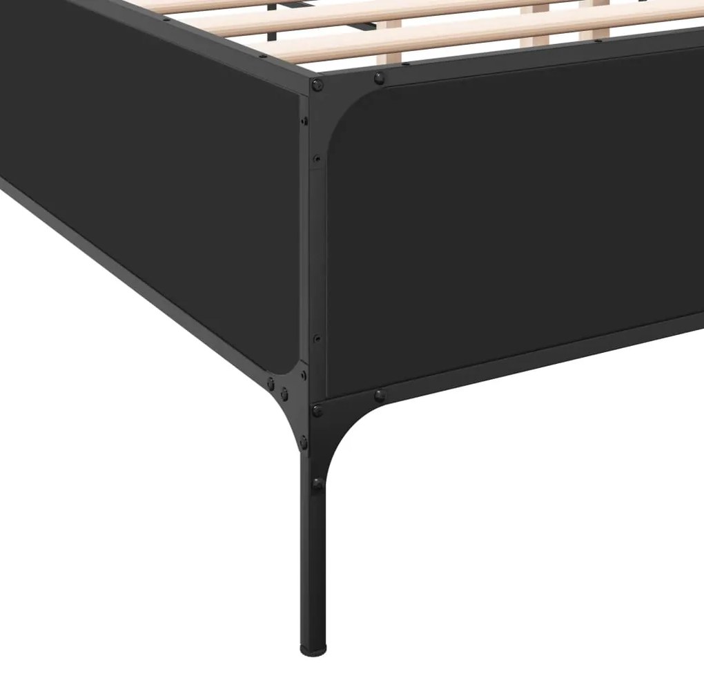 vidaXL Πλαίσιο Κρεβατιού Μαύρο 180 x 200 εκ. Επεξ. Ξύλο & Μέταλλο