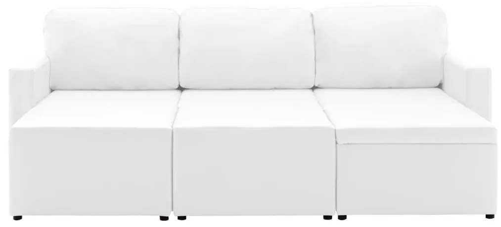 Καναπές Τριθέσιος Αρθρωτός Λευκός από Συνθετικό Δέρμα - Λευκό
