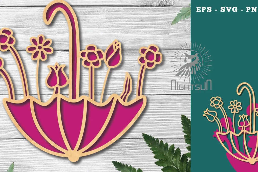 Σετ των 2 Intra απο ξύλο plywood  Χρώμα wenge 3mm-4mm πάχος - Διακόσμηση λουλουδιών ομπρέλας με 4 Δίασταση 20x20 cm INTRAFABR-87854380