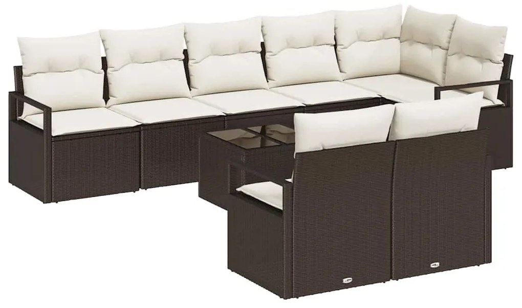 vidaXL Σετ Καναπέ Κήπου 9 pcs Καφέ Πολυ ράταν