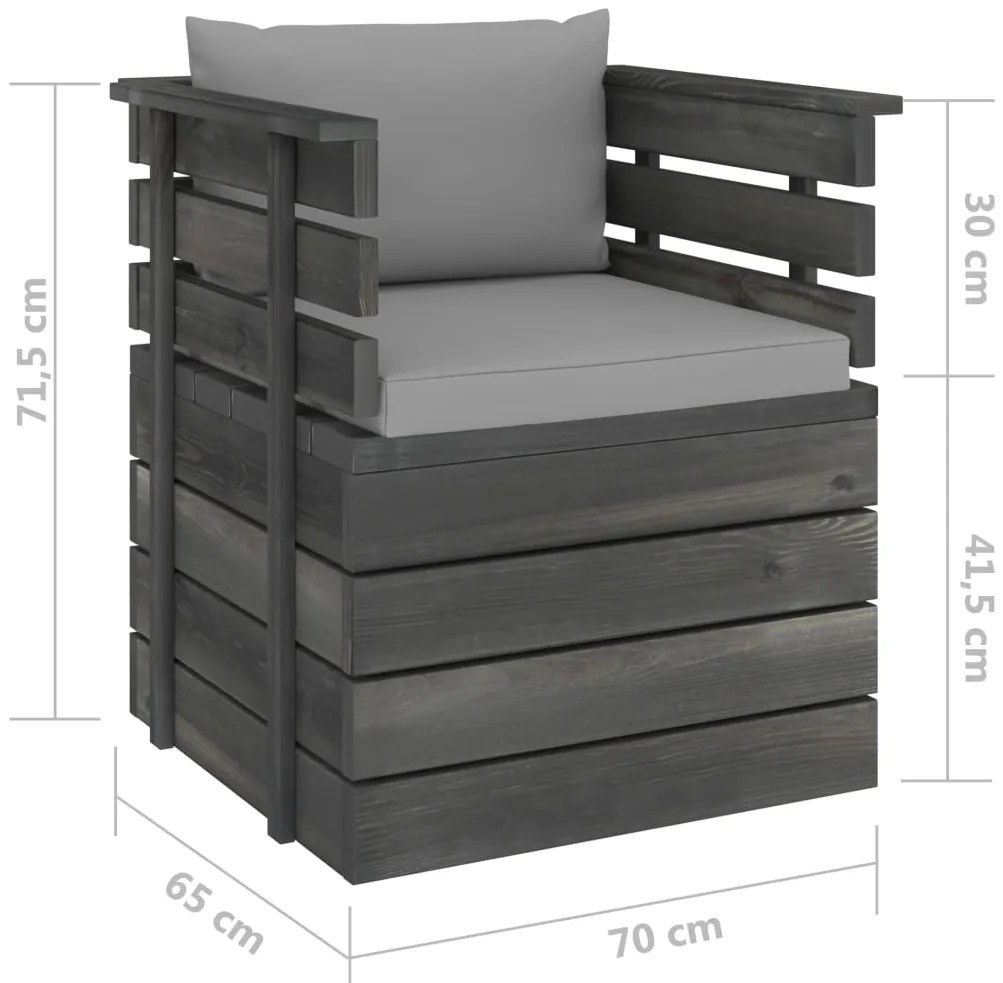 vidaXL Πολυθρόνα Κήπου από Ξύλο Πεύκου με Μαξιλάρια