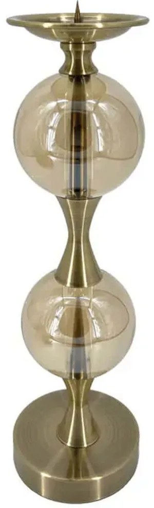 Κηροπήγιο Σφαίρες 15-40068 Φ12x42cm Bronze Marhome Μέταλλο,Γυαλί