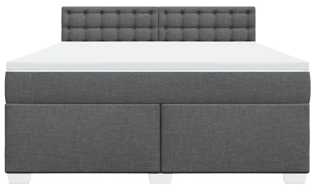 vidaXL Κρεβάτι Boxspring με Στρώμα Σκούρο Γκρι 180x200 εκ Υφασμάτιν