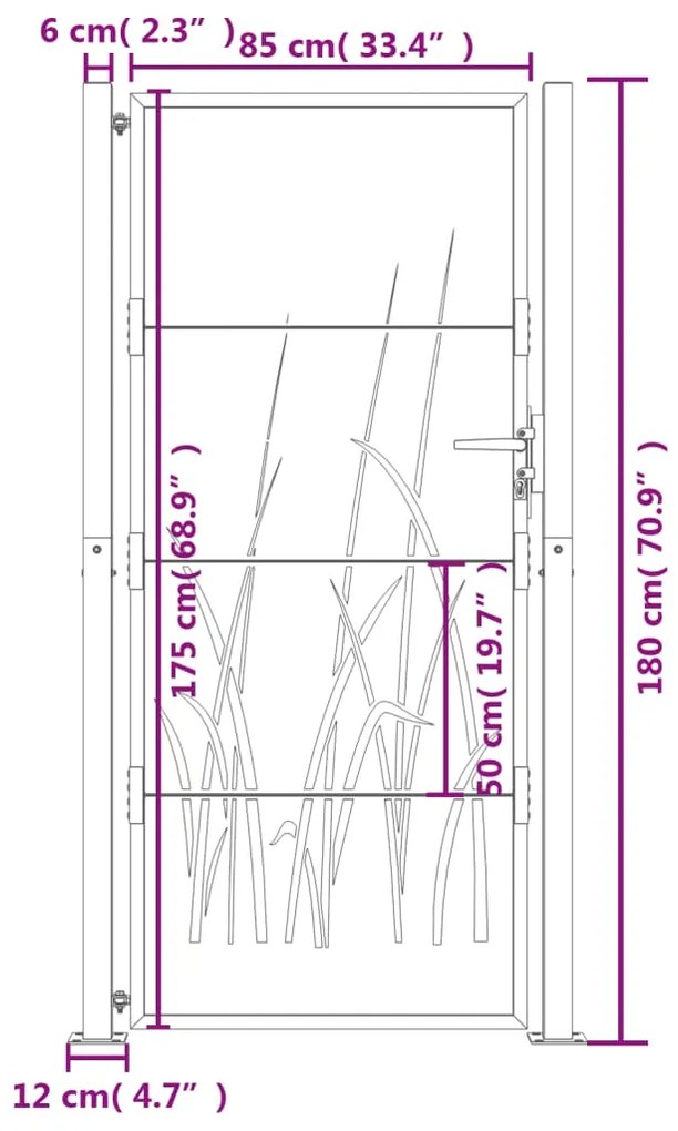 ΠΥΛΗ ΚΗΠΟΥ ΜΕ ΣΧΕΔΙΟ ΓΡΑΣΙΔΙ ΑΝΘΡΑΚΙ 105 X 180 ΕΚ. ΑΤΣΑΛΙΝΗ 153170